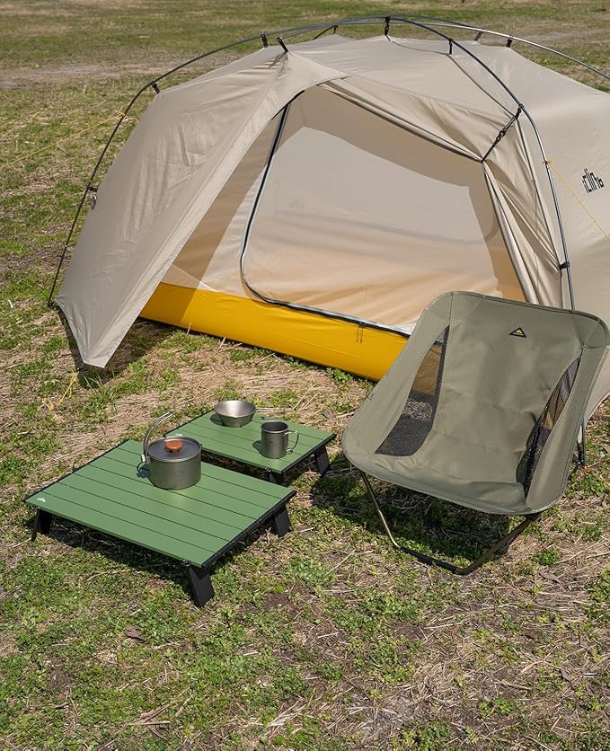 iClimb Ultralight Compact Mini Beach Picnic Folding Alu. Table with Carry Bag, Two Size (Green, S)