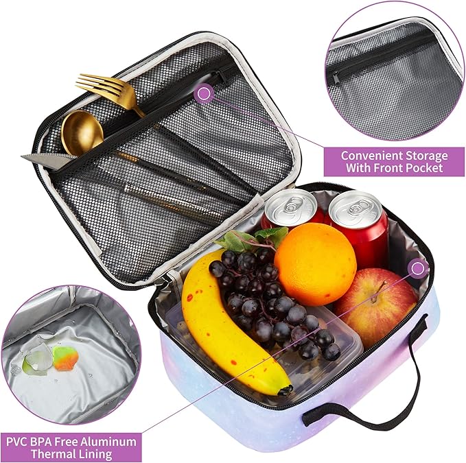 rickyh style Lunch Box with Padded Liner, Spacious Insulated Lunch Bag Durable Thermal Lunch Cooler Pack with Strap for Boys Girls Adults School Sports Beach Picnic Work Camp,2 Pocket (LBXINGXING