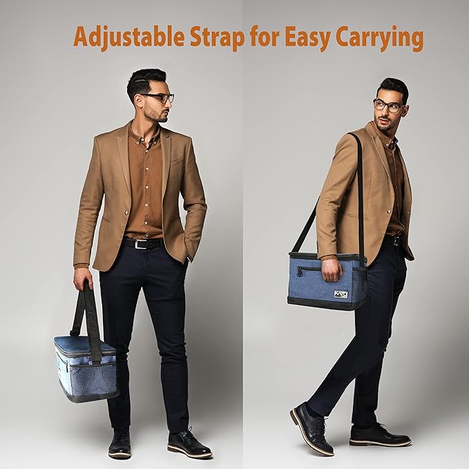 Tirrinia Insulated Lunch Box for Men/Women, Leakproof Thermal Lunch Bag for Office Picnic Work Beach Camping,Reusable Lunch Cooler Tote for Adult, Dark Blue