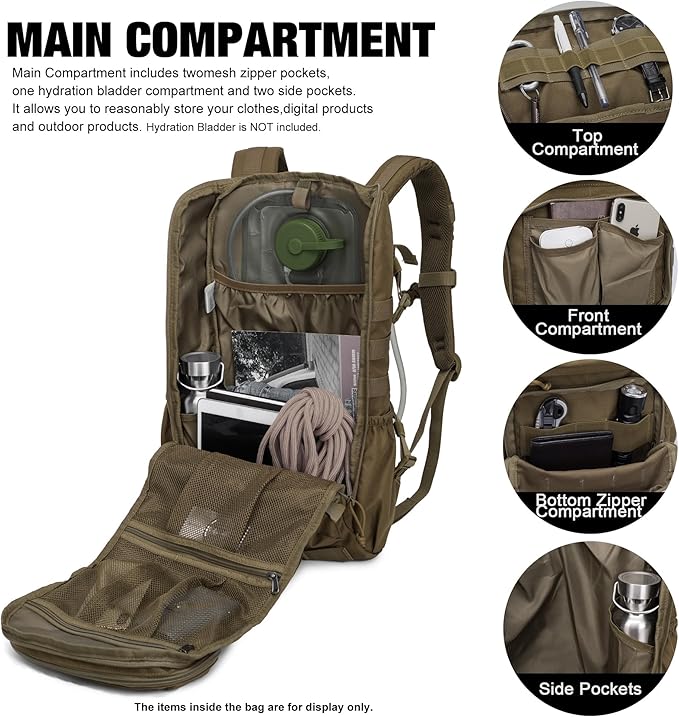 Mardingtop Tactical Backpacks Molle Hiking daypacks for Motorcycle Camping Hiking Military Traveling,25L Backpack