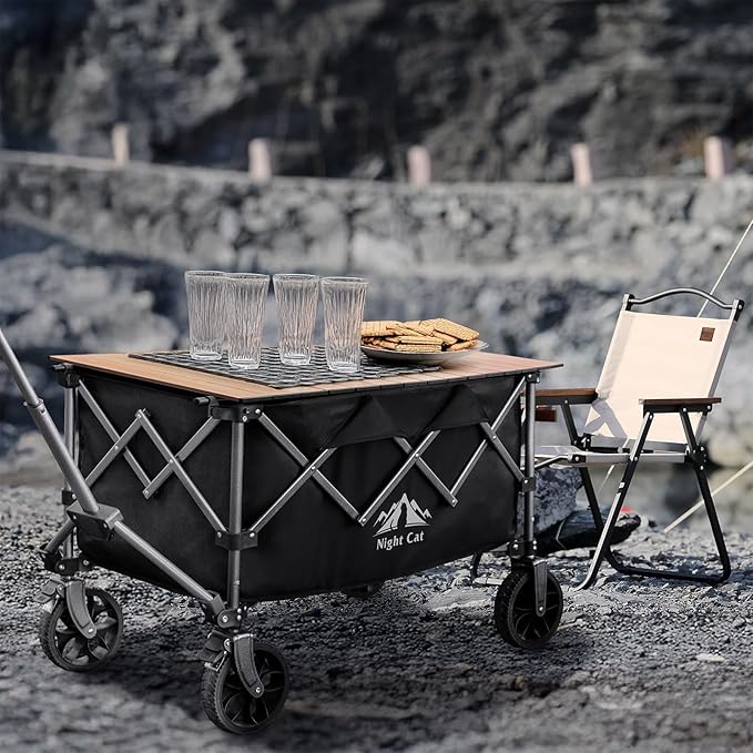 Night Cat Table Top for Wagon: Foldable Wagon Table Top Aluminum Alloy Heavy Duty for Camping Picnic 34"x20"