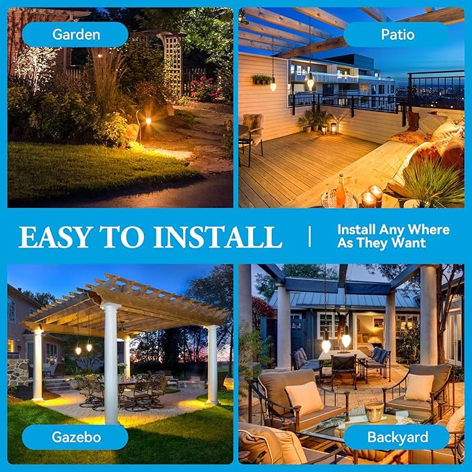Rechargeable LED Gazebo Lights Waterproof Outdoor Hanging Lights with 3 Modes, Battery Operated Candle Shape Chandelier for Pergola, Patio and Garden Light 1 Pack