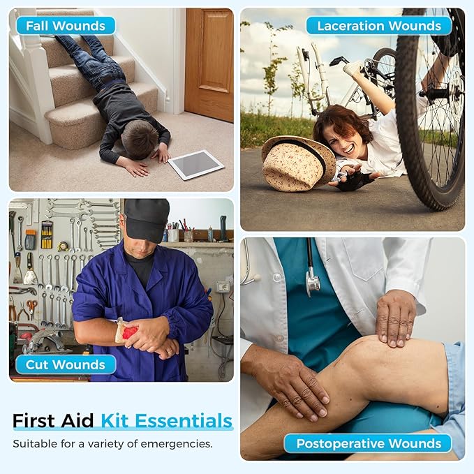 Wound Closure Device 4 Pcs - FSA/HSA Eligible Zip Sutures & Butterfly Bandage | Stitch-Free Wound Repair, Rapid Hemostasis for Hiking, Camping, Wilderness Survival | Outdoor First Aid Essentials