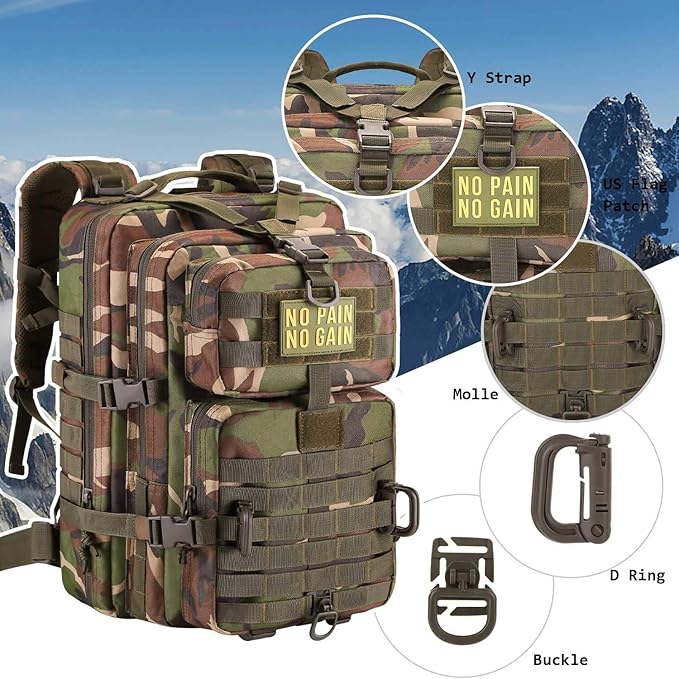 MOLLE Assault Pack, Tactical Backpack Military Army Camping Rucksack, 3-Day Pack