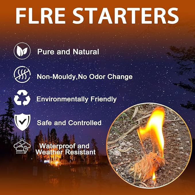 E500 Fire Starter - 120 PCS Natural Pine Fire Starters for Fireplace, Campfires, Fire Pit, BBQ, Pellet Stove, Wood, Pizza Oven - Chimney Charcoal Starter for Grill