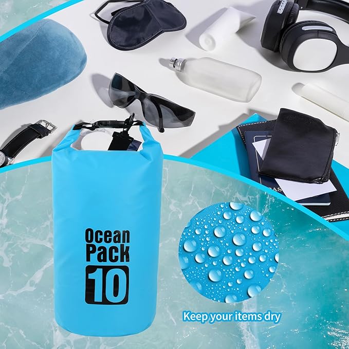 Dry Bag Waterproof for Women Men,20L Rolled Lightweight Dry Storage Bag Backpack with Phone Case for Travel,Swimming,Boating, Kayaking,Camping & Beach,Lake Blue