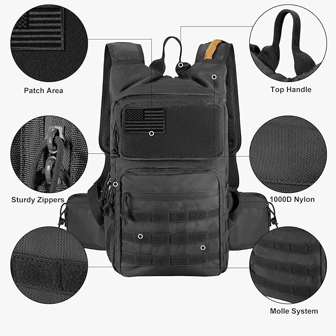 Tactical Hydration Pack Lightweight Insulation Water Backpack Molle Hydration Backpack for Hiking, Running, Cycling, Climbing, Hunting, Fishing