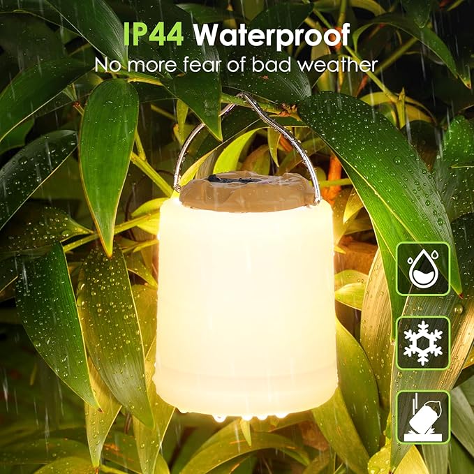 LED Camping Lantern, Rechargeable Camping Light, 4 Modes Outdoor Flashlights Lanterns with 1000LM, Water Resistant Portable Emergency Camp Light for Hurricane Hiking Survival Kits - Khaki