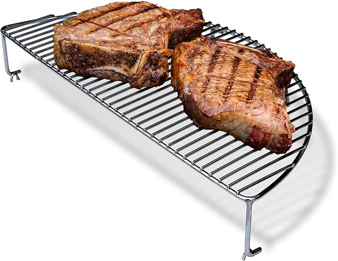 SnS Grills Slow ‘N Sear Elevated Cooking Grate - Compatible with Weber and Other Grills - Heavy Duty Stainless Steel, More Grill Space for Tailgating, Camping, and Backyard Cooking