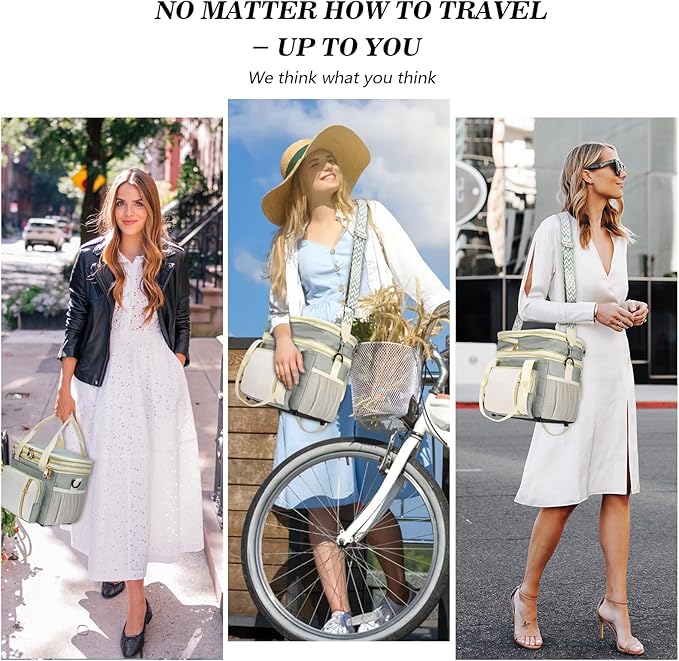 LOKASS Lunch Box for Women-16L-Insulated Lunch Bag Women, Expandable Double-layer Leakproof Cooler Bag with Upgrade Adjustable Shoulder Strap Ideal for Work/Travel/Picnics（Olive Green）