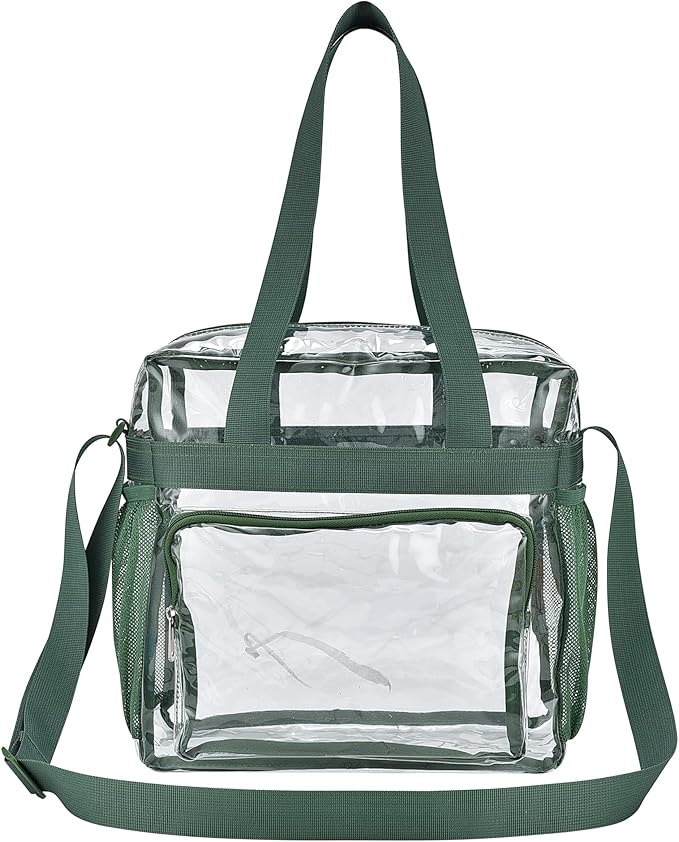 USPECLARE Clear Tote Stadium Approved, Security Travel & Gym Clear Bag for Work Sports Games Concerts
