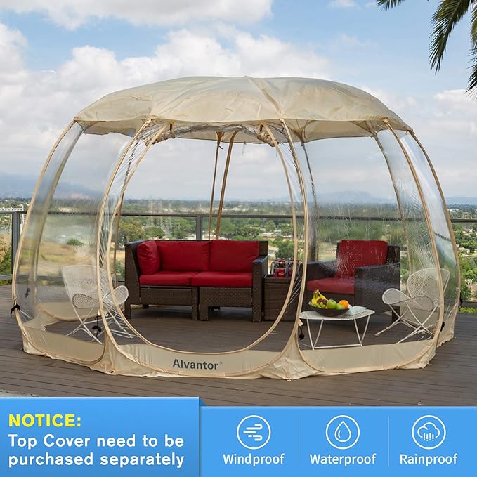 Alvantor Pop Up Bubble Tent - Large Oversize Weather Proof Pod - Cold Protection Camping Tent - Winter Tent Beige