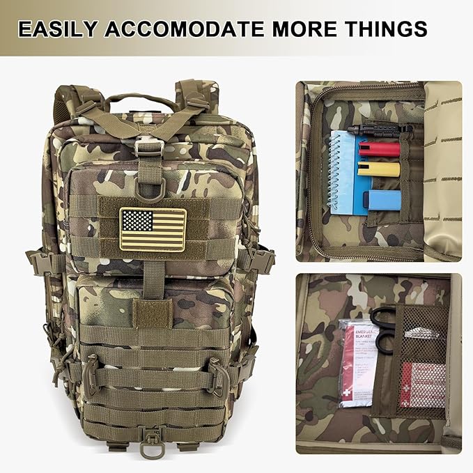 MOLLE Assault Pack, Tactical Backpack Military Army Camping Rucksack, 3-Day Pack