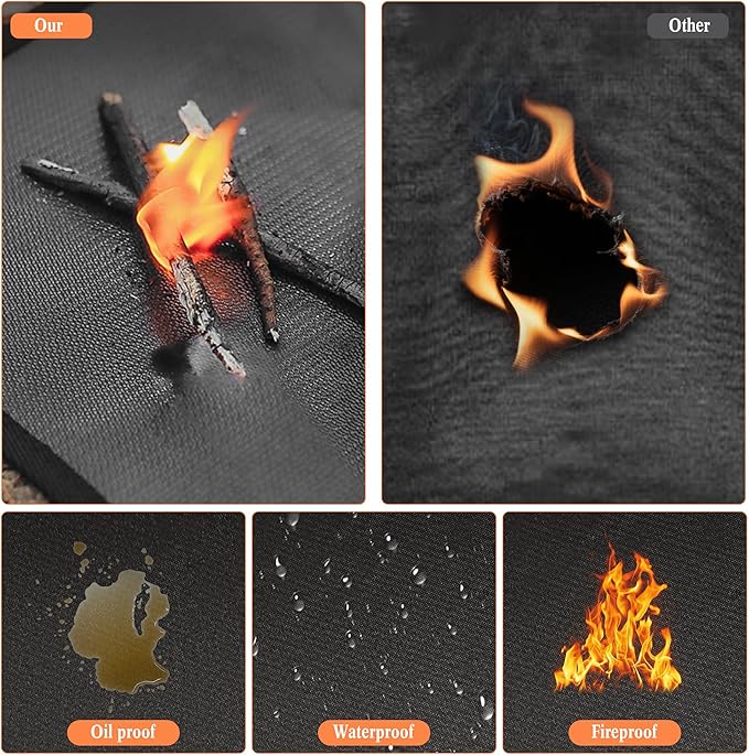 Thickened Grill Mat for Outdoor Grill, Double Sided Fireproof BBQ Mats, Outdoor Grill Deck Protector, Fire Pit Pad for Grilling to Protect The Deck, Patio, Pavers - 1mm (40 x 45 x 0.04 Inch)