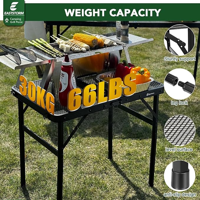 Small Folding Table, Easy for Storage, Compact and Portable Picnic Table for Grill, Outdoor Camping, Garden, Patio, Dining, BBQ, Party, Market, 2Ft (Small, Black)