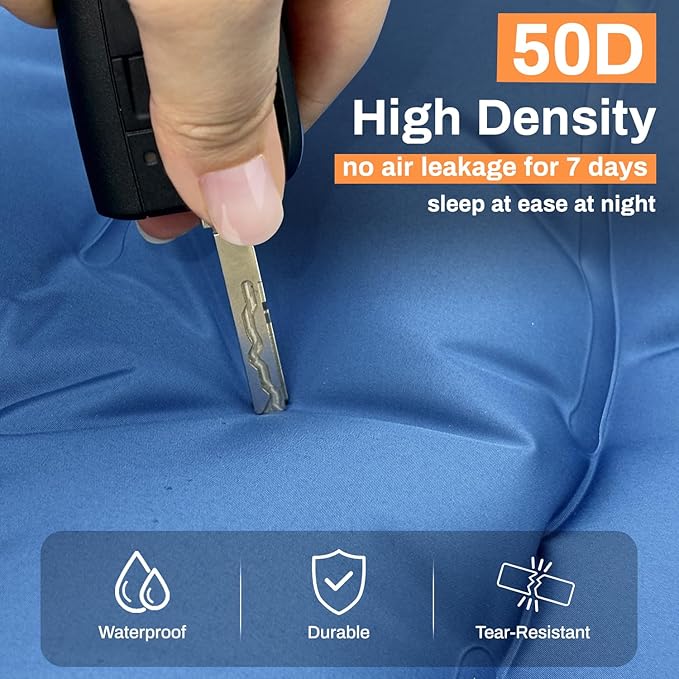 Sleeping Pad, 6 Inch Sleeping Mat Camping Self Inflating Sleeping Pad for Camping with Pillow Built-in Foot Pump, Ultralight Sleeping Pad Backpacking for Travel Hiking Tent Outdoor Adventure Camp Gear