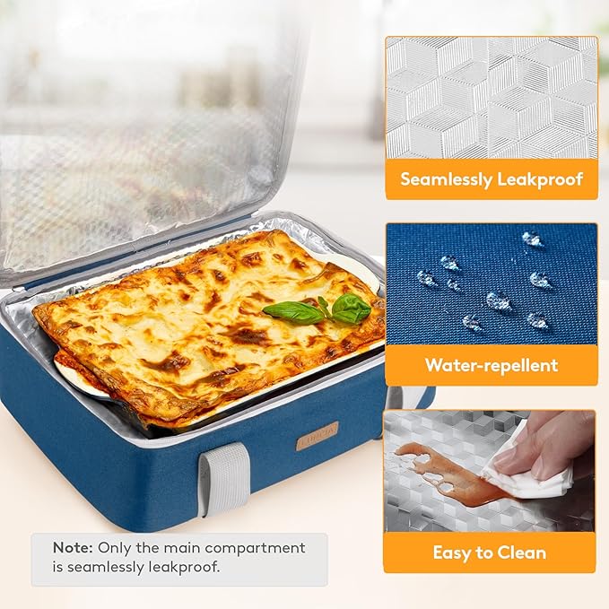 Insulated Casserole Carrier for Hot or Cold Food, Lasagna Lugger Tote for Potluck Parties/Picnic/Cookouts, Fits 9"×13" Baking Dish, Dark Blue
