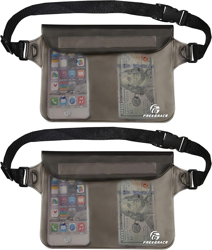 Waterproof Pouches with Waist Strap / Pouch Case Bundle Set- Keep Your Phone & Valuables Dry and Safe - Waterproof Dry Bags for Boating Swimming Snorkeling Kayaking Beach Water Parks Pool