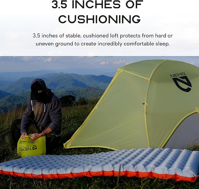 NEMO Equipment Tensor All-Season Ultralight Insulated Sleeping Pad - Long Wide (76"x25") - Blade/Spicy Orange