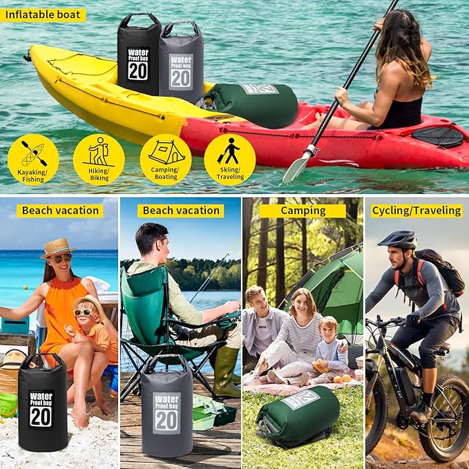 Waterproof Dry Bag, 20L Roll Top Dry Bag Backpack, 500D PVC IPX8 Floating Dry Bag for Hiking, Kayaking, Camping