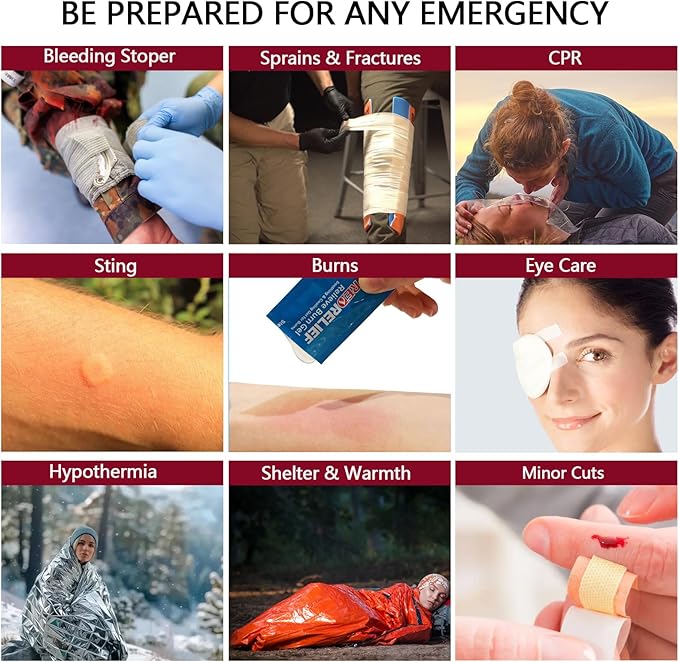 Advanced First Aid Kit, Comprehensive Trauma First Aid Kits with Labelled Compartments for Cars, Home, Office, Backpacking, Camping, Traveling, and Cycling -Upgrade 324 Piece