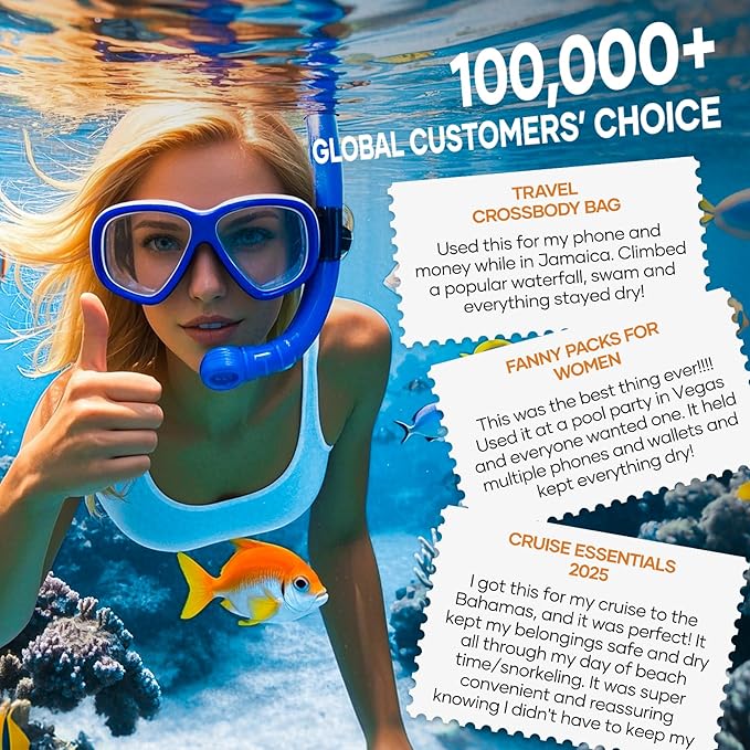 Waterproof Bag for Beach, Sandproof Fanny Packs for Women, Waterproof Pouch for Phone Passport Purse, Floating Dry Bags for Cruise Travel Water Park Boating Fishing Diving Surfing Kayaking Accessories