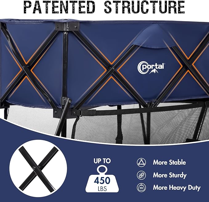 PORTAL 400L Collapsible Double Decker Wagon, Folding Wagon Cart with Tailgate, Beach Wagon with Big Wheels, 450LB Heavy Duty Foldable Wagon, Large Capacity Wagon for Camping, Sports, Garden, Baseball