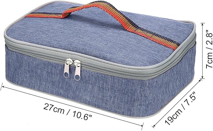 PATIKIL 11"x8"x3" Insulated Lunch Bags, Portable Food Containers Bag Flat Bento Bags Reusable Thermal Lunch Pail for Men and Women, Blue