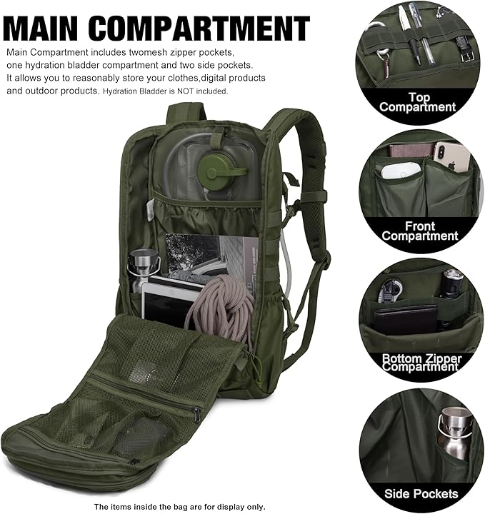 Mardingtop Tactical Backpacks Molle Hiking daypacks for Motorcycle Camping Hiking Military Traveling,25L Backpack