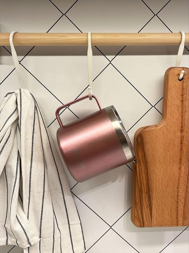 CHILLOUT LIFE Stainless Steel 16 oz - Vacuum Insulated Coffee Mug with Handle and Lid, Large Thermal Camping Coffee Mug Cup with Durable Sliding Lid for Women - Rose Gold