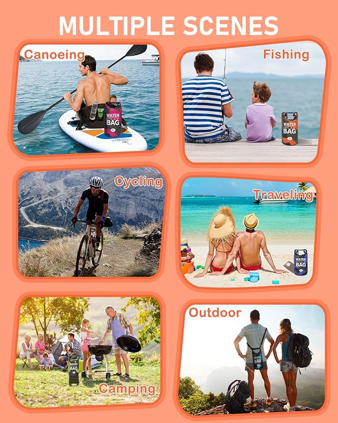 babygoal Waterproof Wet Bag and Dry Bag, Roll Top Waterproof 2L Backpack Sack for Travel,Swimming,Kayaking, Beach, Rafting, Boating, Hiking, Camping and Fishing