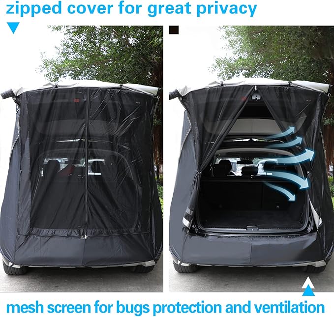 SUV Tent Car Awning, UPF 50++ with Portable Waterproof Storage Bag, Tear-Resistant, Large Space, Good Vision, Smooth Ventilation, Suitable for Outdoor Beach Camping Auto Canopy Shade…