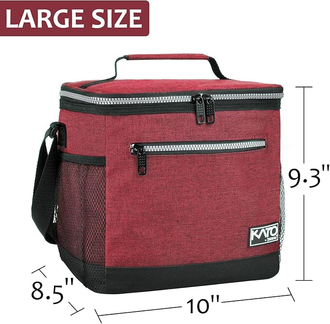 Tirrinia Large Insulated Lunch Box for Men/Women, Leakproof Thermal Lunch Bag for Office Picnic Work Beach Camping,Reusable Lunch Cooler Tote for Adult, Red