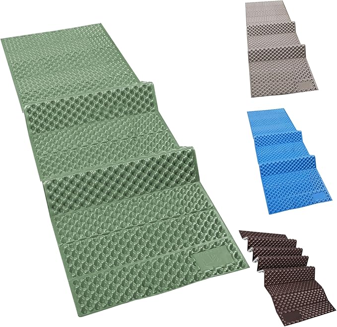 REDCAMP Foldable Foam Camping Pads for Sleeping, Waterproof Closed Cell Foam Camping Sleeping Pad - Ultra-Lightweight for Hiking & Backpacking, R-2.1 Insulated, Royal Blue/Grey/Green/Brown/Khaki