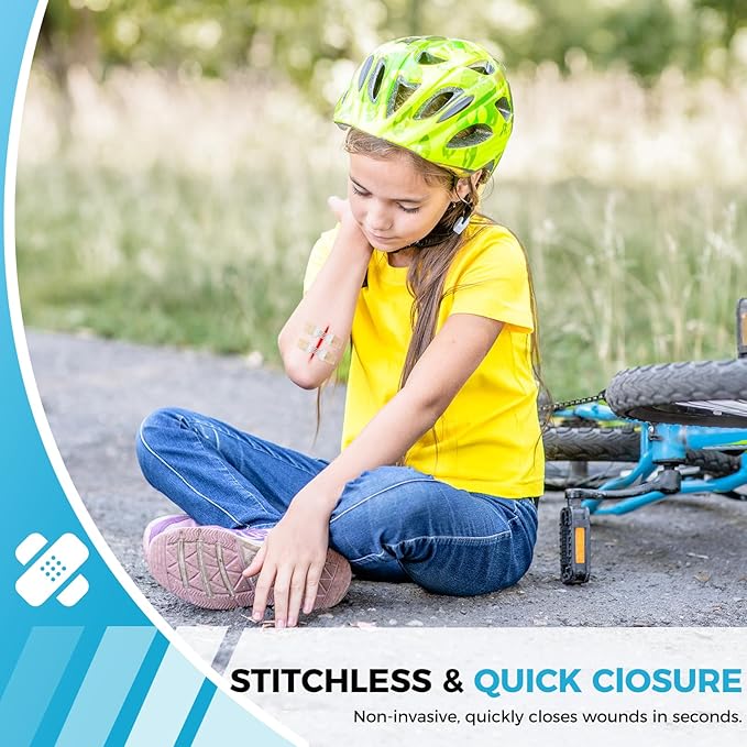 Emergency Wound Closure Kit 2-Pack | FSA/HSA Eligible Medical Grade Adhesive Sutures | Butterfly Bandages & Clotting Technology | for First Aid Kits, Outdoor Injuries, Post-Surgery Care