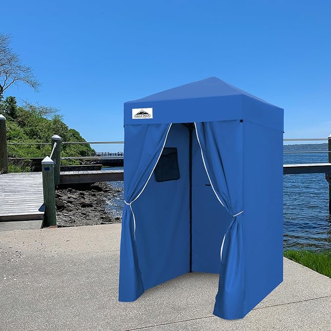 EAGLE PEAK Flex Ultra Compact 4x4 Pop-up Canopy, Sun Shelter, Changing Room, Portable Privacy Canopy Cabana for Pool, Fashion Photoshoots, or Camping, 4x4 ft, Blue