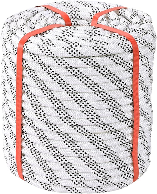 Polyester Braided Arborist Rope(1/2 in x 200ft) Strength and Durability Strong Arborist Rigging Rope 48 Strands,for Various Outdoor Applications Construction Climbing Swing Sailing