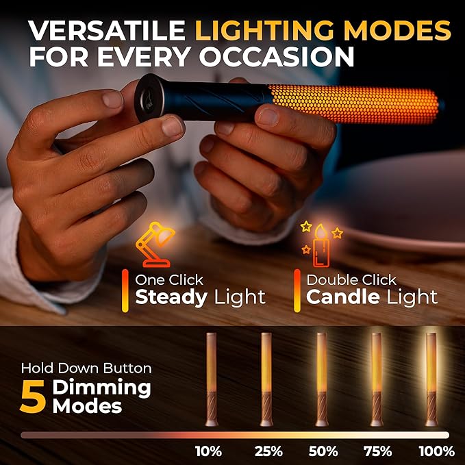 LED Candle Light, Cordless Table Lamps, Bedside Lamps w/2 Modes, Rechargeable Candlestick, Modern Table Lamp w/2600 mAh Battery, nightstand lamp, Bedroom lamp