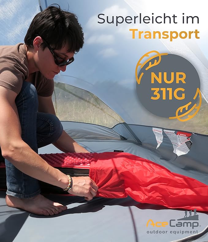 AceCamp Portable Foam Sleeping Pad, Full Length Accordion Sleeping Mat for Camping & Hiking, Lightweight, Soft & Compact Cushion for Sleeping Bag, Comfort, Tent, Rocky Terrain