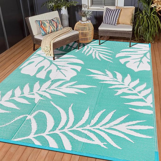 Outdoor Rugs Patio Camping Waterproof - 6x9 Plastic Straw Patio Rug Portable for Campers, Outside RVs Mat, Outdoor Area Carpet for Patios Clearance, Backyard Porch, Balcony, Picnic