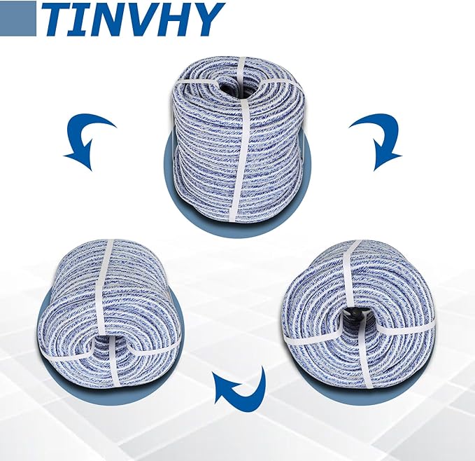 3/4 Inch x 100 Feet Double Braid Polyester Rope 20000Lbs Breaking Strength Strong Pulling Rope for Tree Work Camping Swings(Blue White)