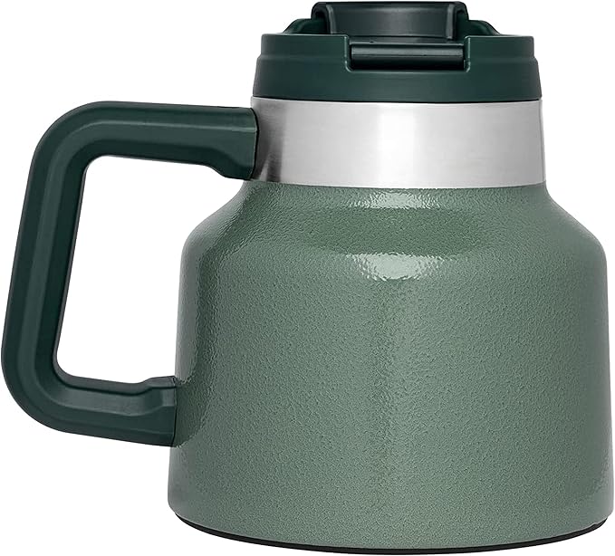 Stanley Tough-To-Tip Admiral's Mug 20 oz | Twist-on Flip Open Lid | Wide Body with Non-Skid Rubber Base | Insulated Stainless Steel Coffee Cup | BPA-Free | Hammertone Green
