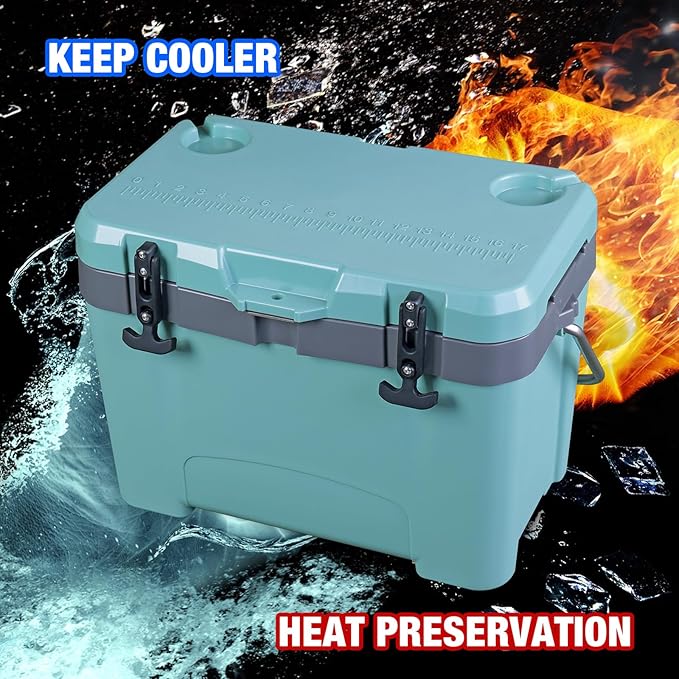 YELLOW JACKET 27 Quart Ice Cooler, Portable Ice Chest Hard Cooler Box with Retention Insulation and Heavy Duty Handle for Camping, Picnic, Beach, Drink, Beverage, Fishing