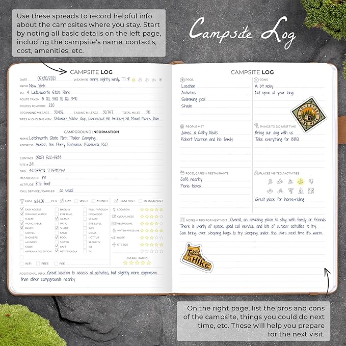 Clever Fox Camping Journal – Camper Log Book & RV Trip Planner – Outdoor Camp Journal & Adventure Travel Notebook – 12 Trips Total, 8 Pages per Trip – Hardcover, A5 Size (Brown)