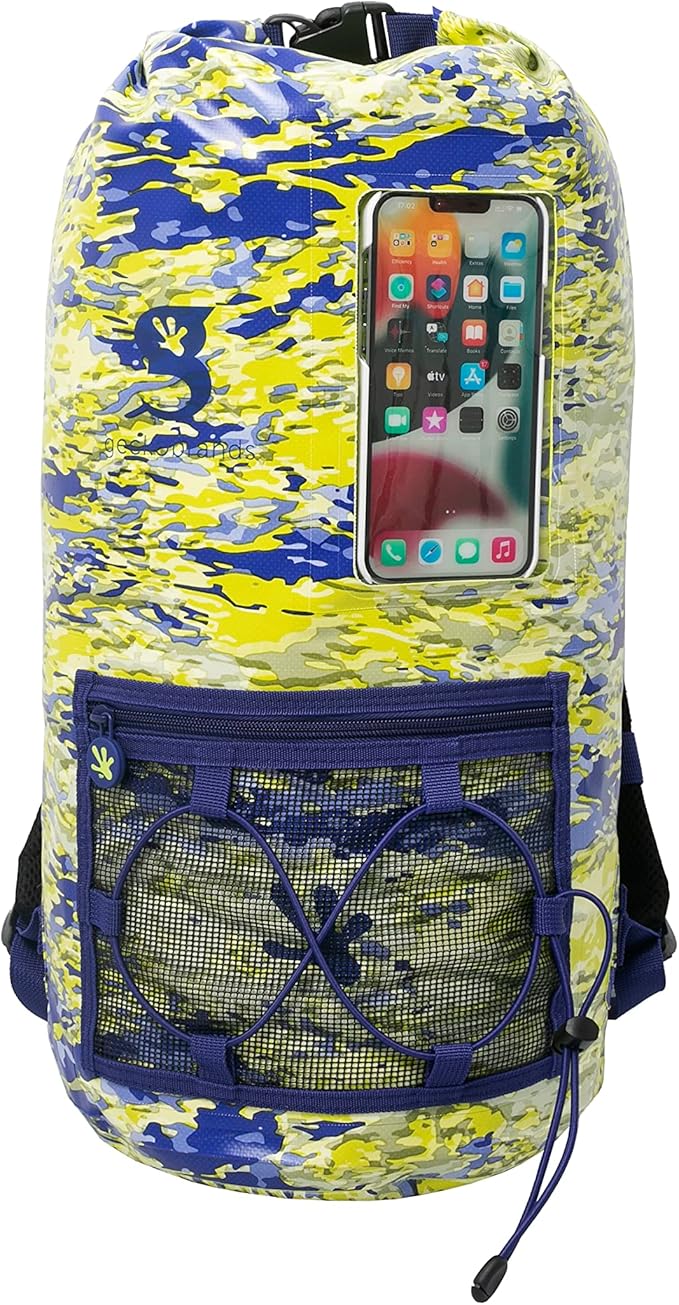 geckobrands Hydroner 20L Waterproof Dry Bag Backpack, Mahi geckoflage - Lightweight Travel Bag with Clear Phone Pouch