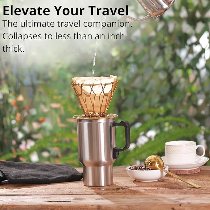 Collapsible Pour Over Coffee Dripper - Metal Coffee Dripper Set For Camping Pour Over Coffee - Pour Over Coffee Dripper & Pour Over Coffee Set, Travel Pour Over Coffee Dripper