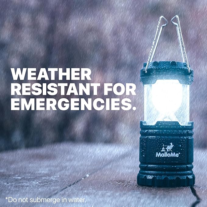 MalloMe Camping Lantern Green Blue 2 Pack Lanterns for Power Outages, Camping Lights for Tent Hanging, Camp Light Tent Lamp Emergency Battery Powered LED Lantern (Rechargeable Batteries Not Included)