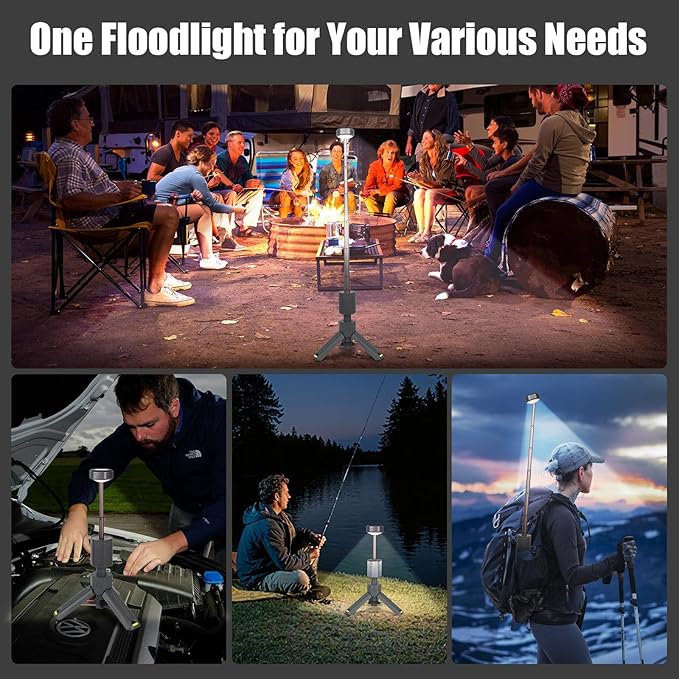 Camping Lantern Rechargeable - Multifunction LED Lantern Battery Powered 10500mAh- Portable Camping Lamp and Flashlight - Telescoping Camp Lights for Hiking,Camping,Emergency Lighting Gray