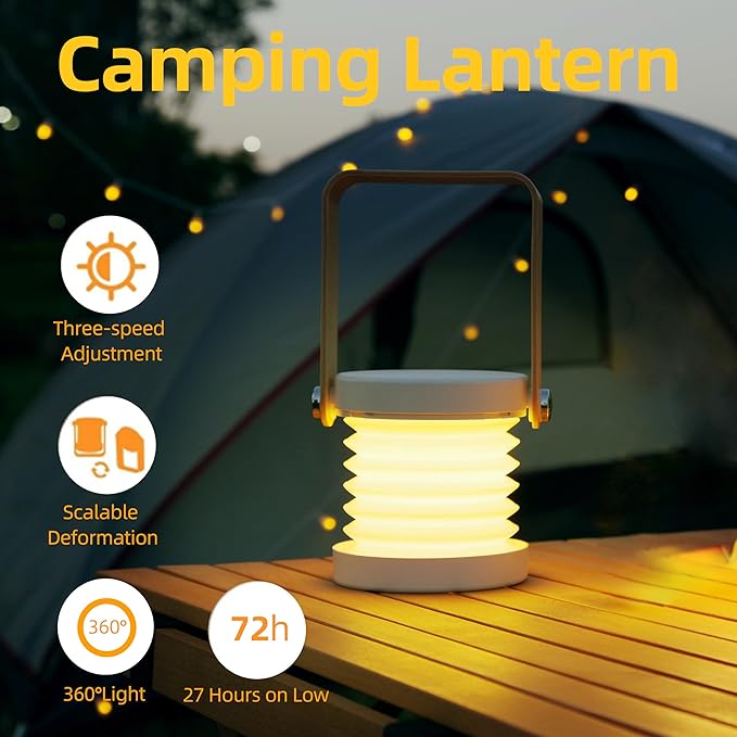 Collapsible Led Rechargeable Camping Lantern Lamp,Touch Battery Powered Light,Portable Emergency Flashlight,Suitable for Outdoor, Camping, Tent,Office, Power Outages