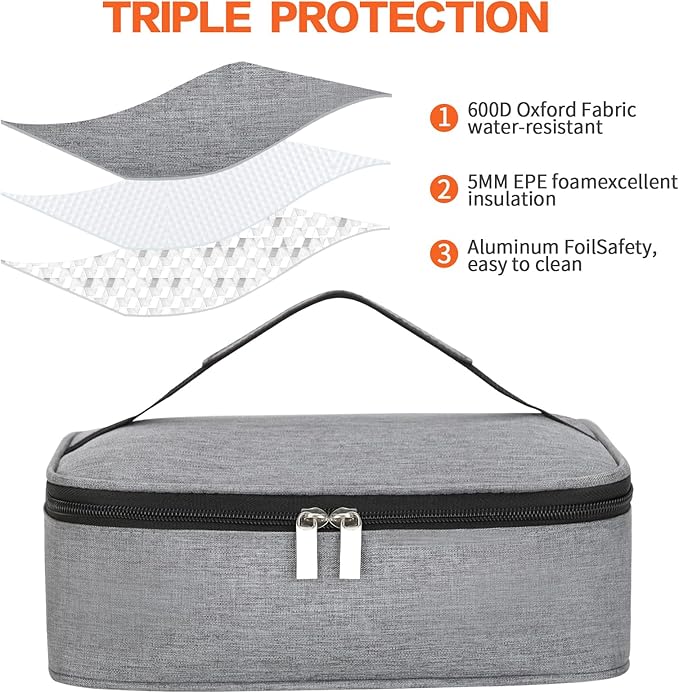 NATURAL STYLE Small Lunch Bag, Mini Portable Thermal Insulated Cooler Bag Lunch Box (Grey)